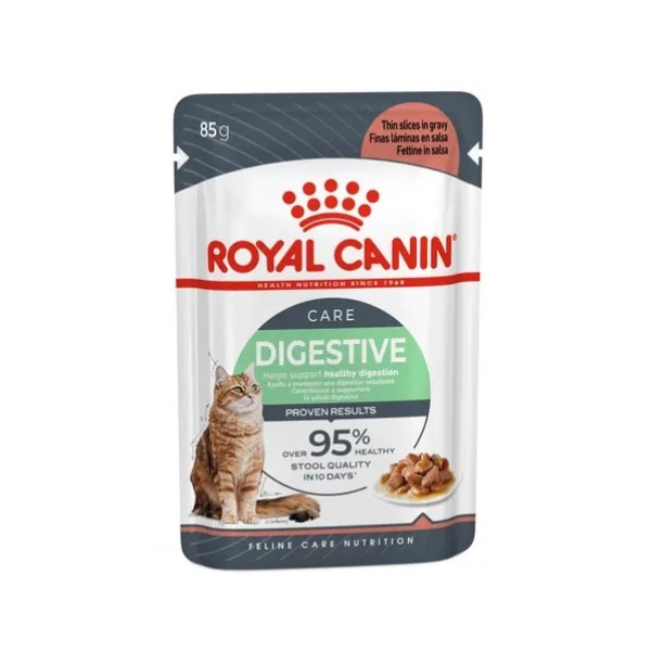 Royal Canin Digestive Care Gravy - Пълноценна мокра храна в пауч за котки над 12 месеца за подпомагане здравословното храносмилане