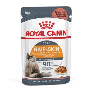 Royal Canin Hair and Skin in Gravy - Пълноценна мокра храна за котки над 12 месеца за подпомагане за здрава кожа и бляскава козина