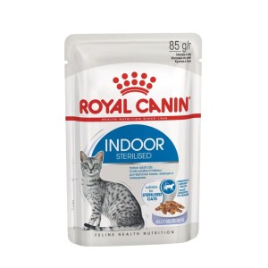 Royal Canin Cat Indoor Jelly - Пълноценна мокра храна в желе за котки в зряла възраст, живеещи на закрито