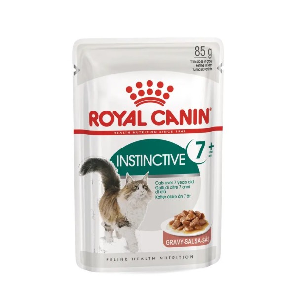Royal Canin Cat Instinctive 7+ in Gravy - Пълноценна мокра храна в пауч за котки в зряла възраст над 7 години