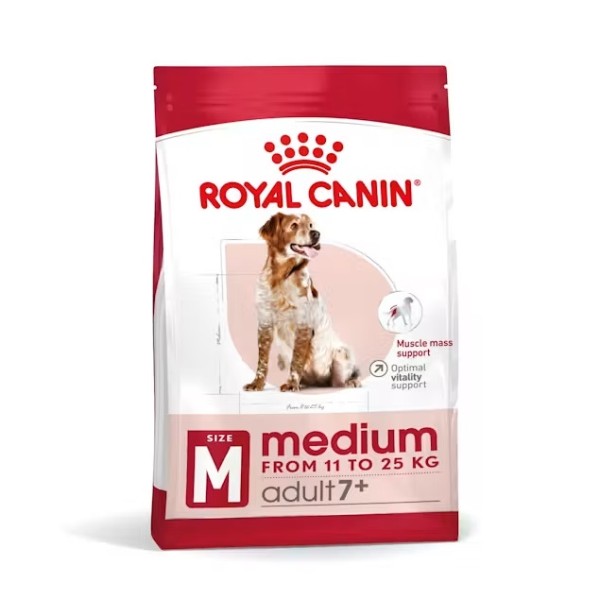 Royal Canin Dog Adult Medium 7+ - Пълноценна суха храна за кучета от средни породи над 7 години
