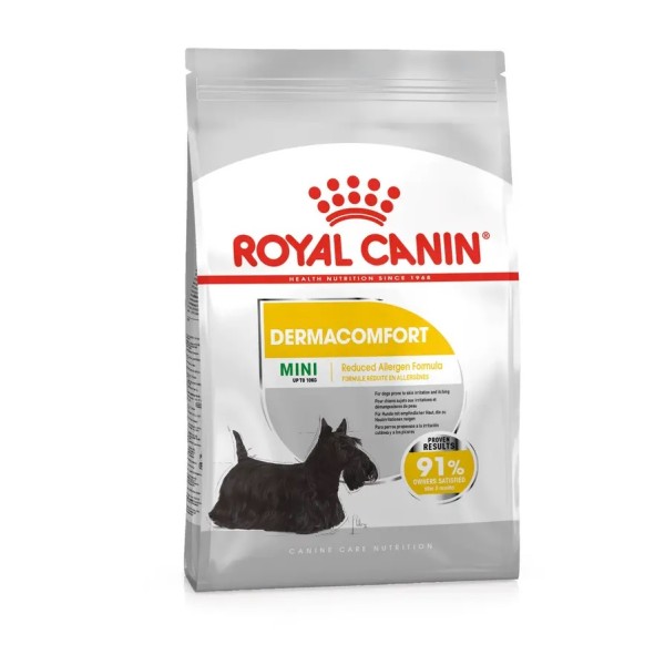 Royal Canin Dog Dermacomfort Mini - Пълноценна суха храна за кучета предразположени към кожни раздразнения и сърбеж